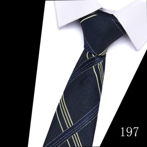 Men's navy blue jacquard patterned necktie with stylish diagonal stripes for business wear.