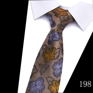 Men's brown floral jacquard tie with arrow shape, perfect for business and wedding formal wear.