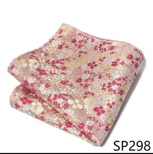 Pañuelo de bolsillo hombre jacquard floral boda traje accesorio rosa oro moda