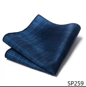 Heren donkerblauwe gestructureerde pochet zakdoek pak accessoire voor zakelijke kleding.