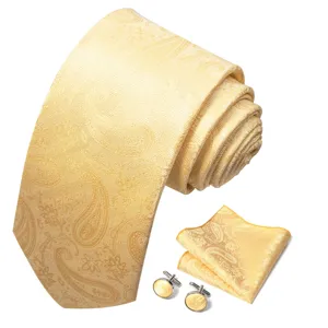 Gouden paisleydas set met pochet en manchetknopen voor heren formele trouwkleding
