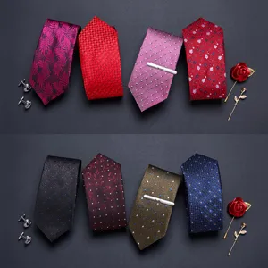 Men Business Wedding Jacquard Tie Regular Width Formal Suit Necktie Rayon Polka Dot Pattern Neck Wear