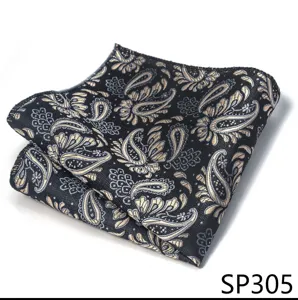 Hombre negro paisley pañuelo de bolsillo traje boda novio accesorio elegante moda