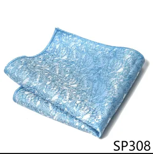 Pañuelo de bolsillo para hombre traje accesorio azul claro diseño floral elegante boda