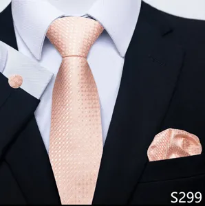 Set van roze stropdas pochet manchetknopen huwelijk zakelijk formele mode accessoire
