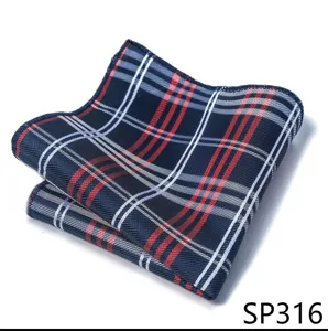 Pañuelo de bolsillo hombre cuadros clásico azul marino traje accesorio moda elegante