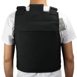 Detailed rear view of black tactical vest for outdoor CS training, durable and functional gear.