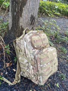 Outdoor tactical camo backpack, durable military daypack for hiking, camping and cycling.