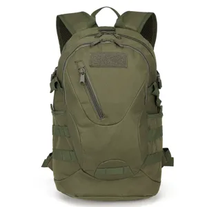 Tactical military backpack for outdoor camping, hiking and sports in olive green color.