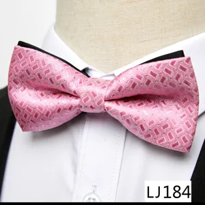 Noeud papillon rose en jacquard pour hommes, coul. formelle elegante de fete de mariage.