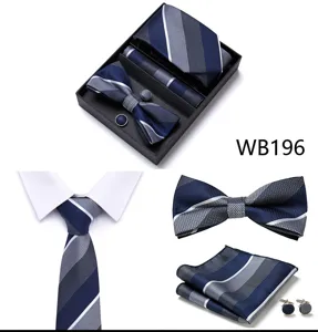 Coffret cravate homme mariage costume cravate noeud papillon pochette boutons de manchette
