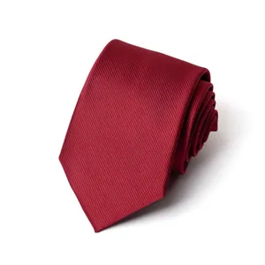 Herren bordeauxrot feine Streifen Krawatte fuer Geschaeftsformkleidung Hochzeit Anzug