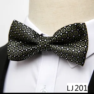 Nœud papillon noir et or en jacquard pour homme, accessoire élégant pour mariage et soirée.
