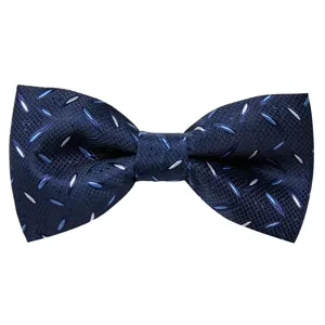 Nœud papillon jacquard bleu marine pour homme, idéal pour mariages et soirées formelles.