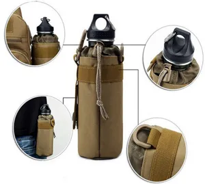 Tactical water bottle pouch for outdoor hiking and camping, durable nylon belt waist bag.