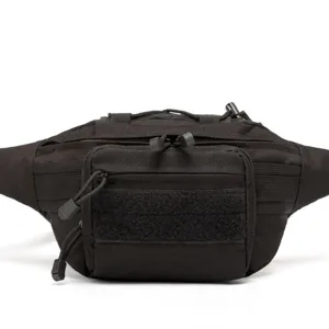 Black tactical waist bag multi-functional fanny pack for outdoor sports and travel
