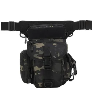 Tactical drop leg bag for men, waterproof military motorcycle waist thigh pack for outdoor sports.