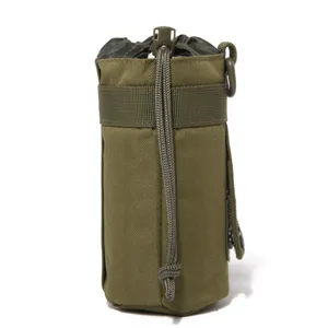 Tactical water bottle pouch, military canteen carrier bag, outdoor hiking belt waist storage bag.