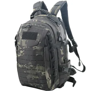 Multifunctional outdoor tactical backpack for men, large capacity travel hiking rucksack.