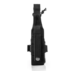 Outdoor tactical water bottle pouch detail shot, durable nylon molle attachment bag for hiking.