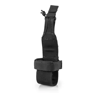Tactical water bottle holder strap, durable nylon MOLLE attachment accessory in black.