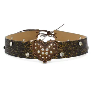 Vintage Rhinestone Heart Hat Band Western Cowboy Fedora Hat Accessory Decorative Belt