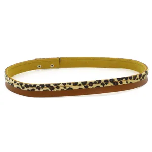 DIY hat band accessory, leopard print and brown leather design, stylish hat decoration detail.