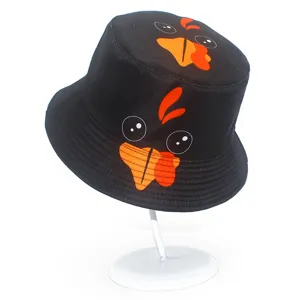Sombrero de pescador negro con estampado de pavo de Acción de Gracias, gorra de sol para parejas.