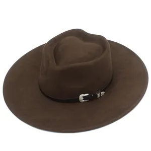 Cappello fedora in scamosciato marrone dettaglio, cappello da jazz elegante uomo e donna