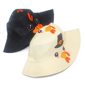 Bonito sombrero de pescador con estampado de pavo de Acción de Gracias para exteriores