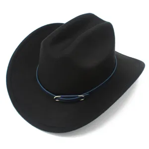 Elegante cappello da cowboy jazz nero per uomo e donna, ideale per viaggi all'aperto e tempo libero.