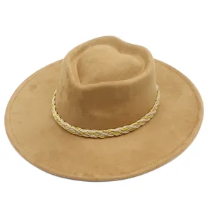 Stilvoller Filzhut mit herzförmiger Krone und geflochtenem Band für Damen und Herren Outdoor.