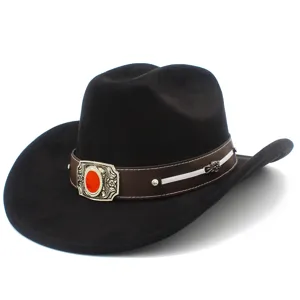 High quality suede adult western cowboy hat with decorative buckle for fashion sun protection.