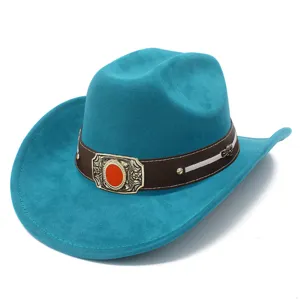 High quality suede adult western cowboy hat wide brim stylish jazz hat sun protection