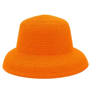 Cappello di paglia arancione vintage donna estate protezione solare cappello da spiaggia cupola