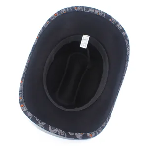 Gothic Skull Print Jazz Hat Halloween Party Cowboy Hat Black Streetwear Style Detail