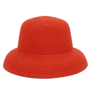 Cappello da sole in paglia stile vintage francese rosso protezione spiaggia dettagli.