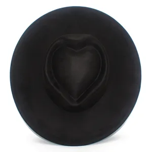 Chapeau fedora feutre noir couronne coeur large bord style couple vacances jazz chic