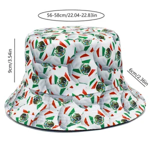 Mexico World Cup printed soccer bucket hat outdoor casual sun protection unisex cap 56-58cm