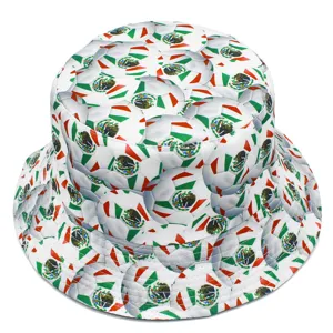 Mexico World Cup soccer print bucket hat casual outdoor sun protection sunhat for adults.