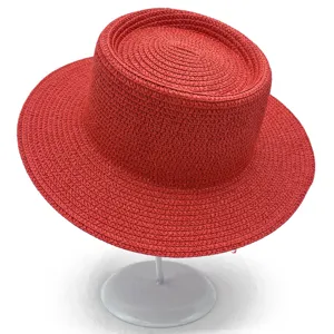 Sombrero de Paja Tejido Simple para Mujeres Hombres Protección Solar Canotier Sombrero Verano Playa Viaje Exterior Visera Solar