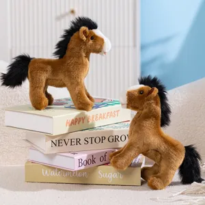 Cute plush pony toy brown stuffed horse soft children comforting soothing companion doll