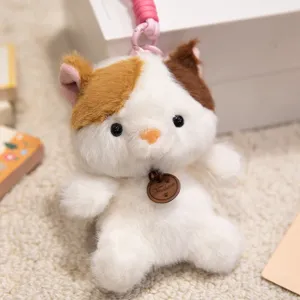 Cute plush cat animal doll keychain pendant fluffy bag decoration soft keyring accessory gift.