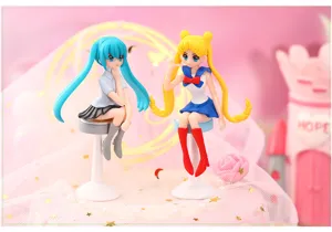 Cute magical girl anime action figure toy set, DIY micro landscape desktop decoration ornament.