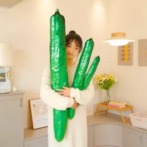 Giant green cucumber plush pillow cute stuffed vegetable toy soft giant hug cushion for girls