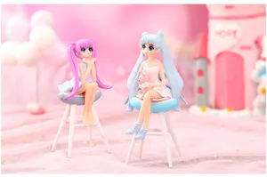Cute magical girl miniature figurines set, plastic cartoon ornaments for DIY micro landscape decor.