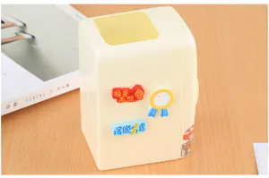 Cute mini fridge desktop storage box organizer with cute magnetic stickers for office desk.