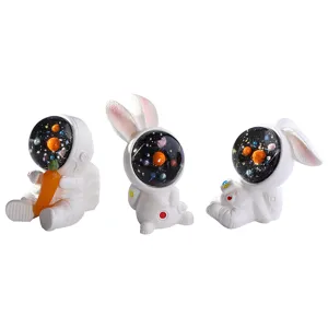 Miniature Astronaut Space Rabbit Resin Figurine Cute Creative Cartoon Desktop Car Decor Micro Landscape Ornament Craft