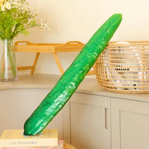 Cute simulation cucumber plush pillow, soft long stuffed vegetable toy for room decor.
