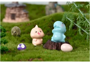 Mini resin dinosaur figurines set for gardening DIY micro landscape and desktop decor display.